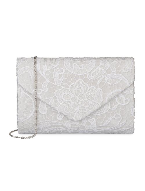 Baglamor Women's Elegant Floral Lace Envelope Clutch Evening Prom Handbag Purse