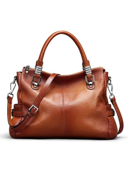 S-ZONE Women's Vintage Genuine Leather Handbag Shoulder Bag Satchel Tote Bag Purse Crossbody Bag