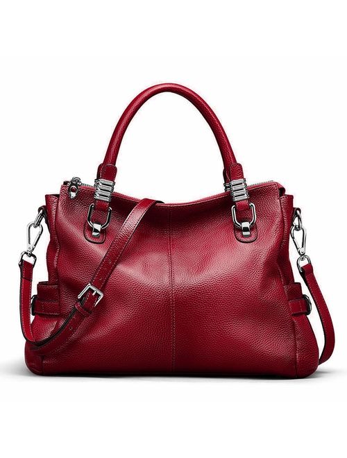 S-ZONE Women's Vintage Genuine Leather Handbag Shoulder Bag Satchel Tote Bag Purse Crossbody Bag