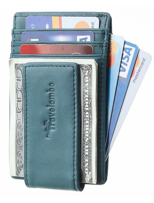 Travelambo Money Clip Front Pocket Minimalist Slim Wallet RFID Blocking