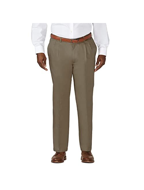 Haggar Men's Work To Weekend Khakis Hidden Expandable Waist No Iron Pleat Front Pant,String,42x29