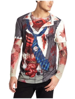 Faux Real Men's 3D Photo-Realistic Long Sleeve Mesh Tattoo Tee Shirt