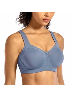 SYROKAN Women's High Impact Workout Running Powerback Support Underwire Sports Bra