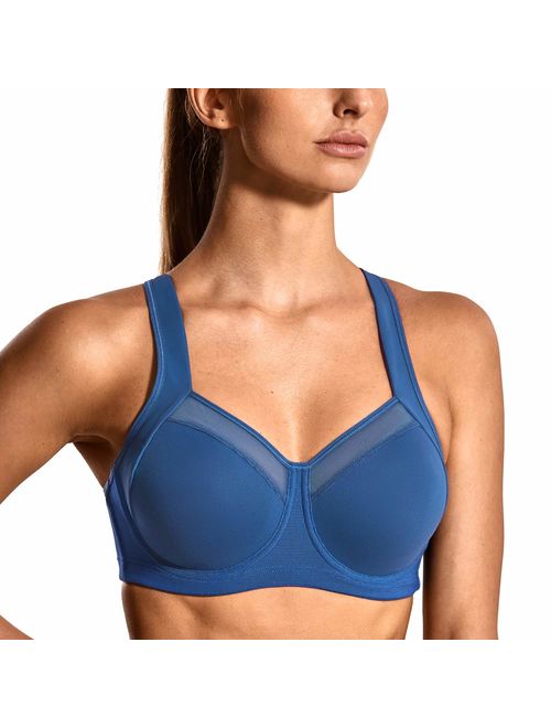 SYROKAN Women's High Impact Workout Running Powerback Support Underwire Sports Bra