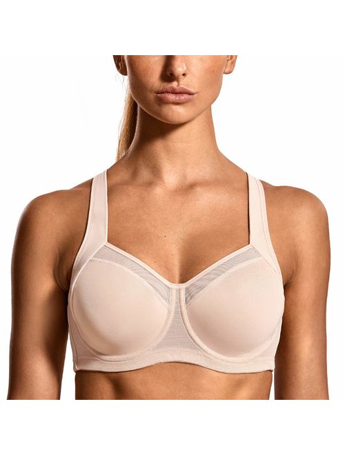 SYROKAN Women's High Impact Workout Running Powerback Support Underwire Sports Bra