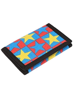 RFID Trifold Canvas Outdoor Sports Wallet for Kids - Front Pocket Wallet with Magic Sticker