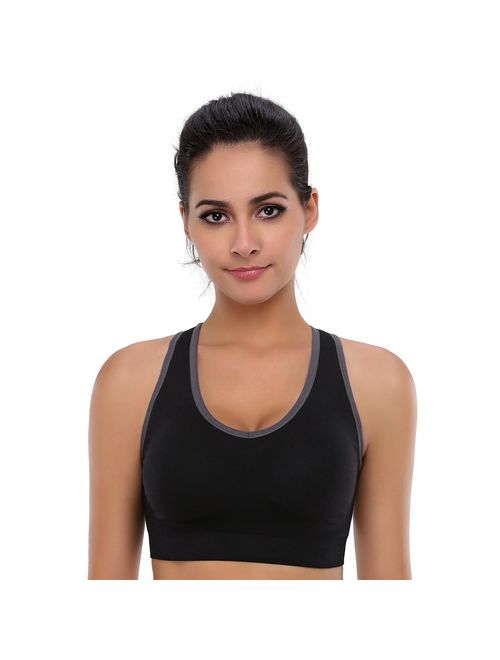 BAOMOSI Women's Seamless Racerback Sports Bra High Impact Support Yoga Gym Workout Fitness