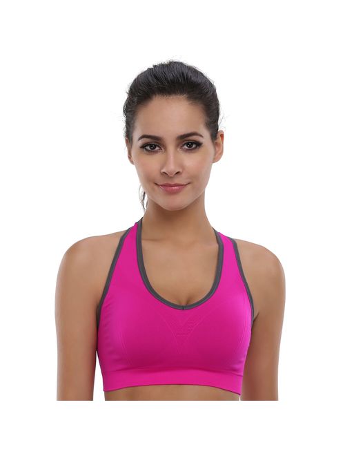 BAOMOSI Women's Seamless Racerback Sports Bra High Impact Support Yoga Gym Workout Fitness