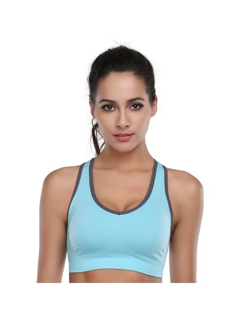 BAOMOSI Women's Seamless Racerback Sports Bra High Impact Support Yoga Gym Workout Fitness