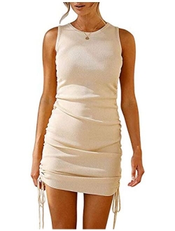 Lrady Women's Deep V Neck Casual Work Bodycon Cocktail Party Pencil Midi Dress