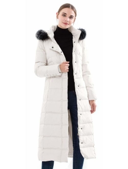 Obosoyo Women's Hooded Thickened Long Down Jacket Maxi Down Parka Puffer Coat