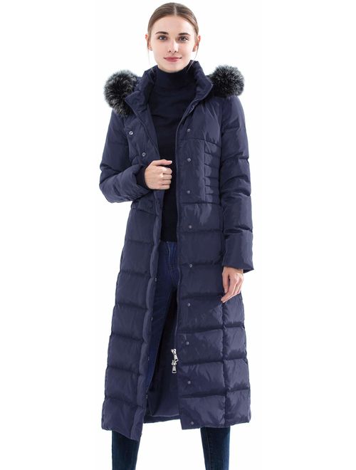 Obosoyo Women's Hooded Thickened Long Down Jacket Maxi Down Parka Puffer Coat