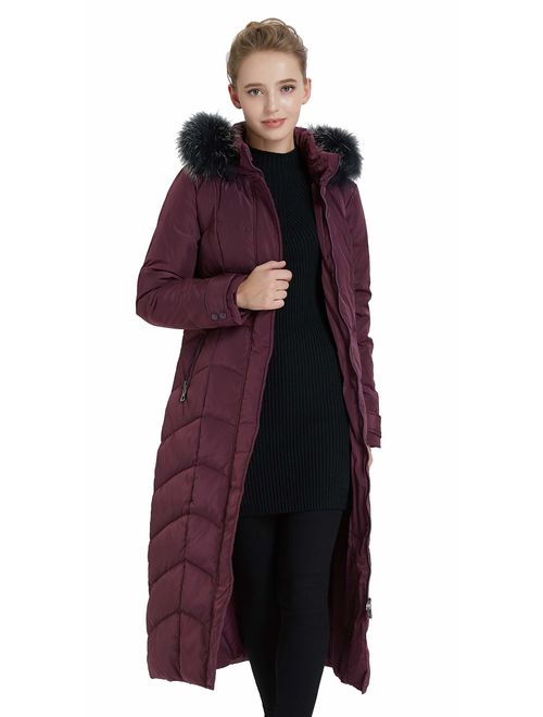 Obosoyo Women's Hooded Thickened Long Down Jacket Maxi Down Parka Puffer Coat