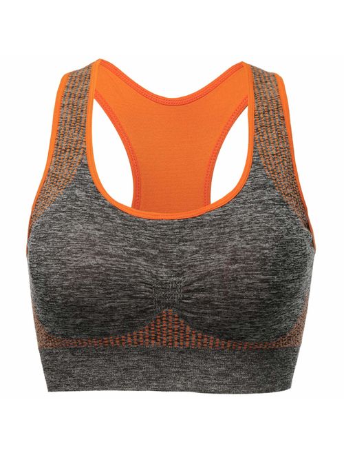 TOBWIZU Sports Bras Removable Padded Bras Seamless for Yoga Gym Fitness