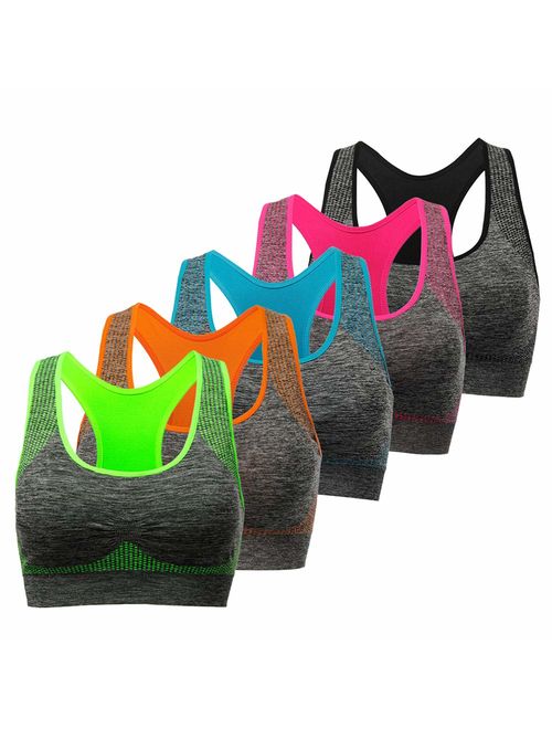 TOBWIZU Sports Bras Removable Padded Bras Seamless for Yoga Gym Fitness