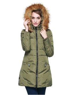 Women's Down Jacket with Faux Fur Trim Hood