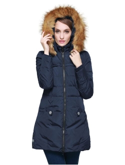 Women's Down Jacket with Faux Fur Trim Hood