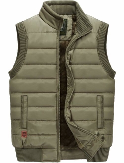 XinYangNi Men's Winter Warm Outdoor Padded Puffer Vest Thick Fleece Lined Sleeveless Jacket