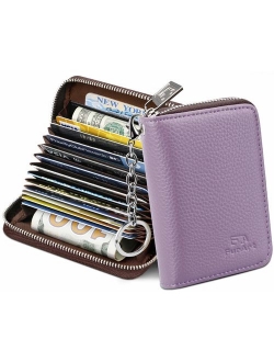 FurArt Credit Card Wallet, Zipper Card Cases Holder for Men Women, RFID Blocking, Key Chain, 15/16 Slots, Compact Size