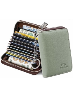 FurArt Credit Card Wallet, Zipper Card Cases Holder for Men Women, RFID Blocking, Key Chain, 15/16 Slots, Compact Size