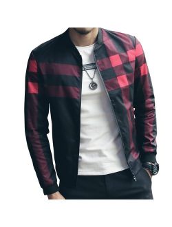 LOGEEYAR Men's Bomber Jacket Casual Slim Fit Printed Outerwear Coat