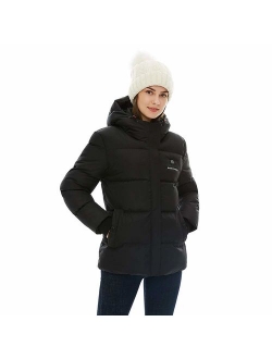 [2019 New] Women's Heated Jacket with Battery Pack, Thicken Heated Coat with Adjustable Hood Water&Wind Resistant