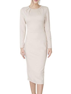 Marycrafts Women's Work Office Business Square Neck Sheath Midi Dress