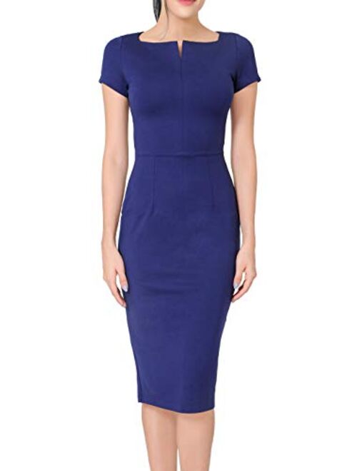 Marycrafts Women's Work Office Business Square Neck Sheath Midi Dress