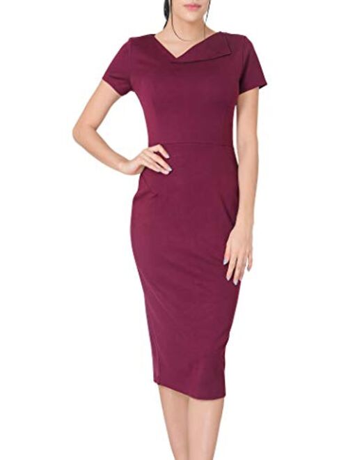 Marycrafts Women's Work Office Business Square Neck Sheath Midi Dress