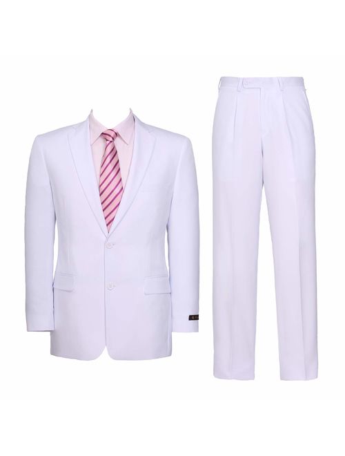 Pio Lorenzo Men's 2-Piece Classic Fit Solid Color Single Breasted 2 Buttons Suit