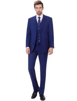 P&L Men's 3-Piece Classic Fit Vest Suit Jacket & Expandable Waist Dress Flat Pants