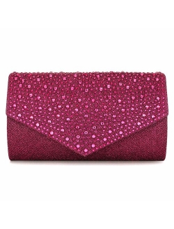 CurvChic Women Evening Bag Clutch Rhinestone Envelope Party Handbag Bridal Prom Purse