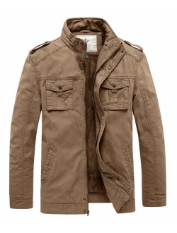 WenVen Men's Winter Casual Cotton Military Thicken Jacket