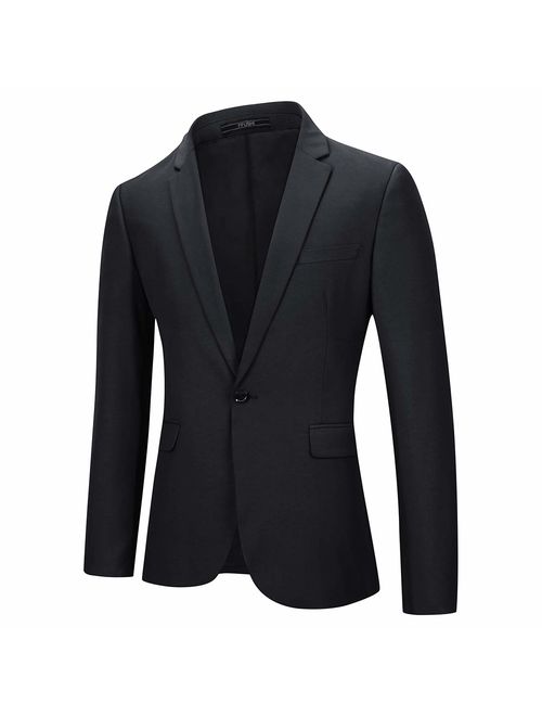 YFFUSHI Mens 2 Piece Suits One Button Formal Slim Fit Solid Color Wedding Tuxedo