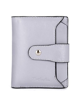 Women Leather Wallet RFID Blocking Small Bifold Zipper Pocket Wallet Card Case Purse with ID Window