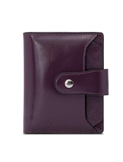 Women Leather Wallet RFID Blocking Small Bifold Zipper Pocket Wallet Card Case Purse with ID Window