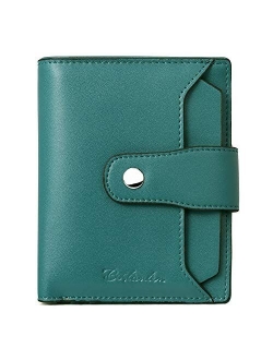 Women Leather Wallet RFID Blocking Small Bifold Zipper Pocket Wallet Card Case Purse with ID Window