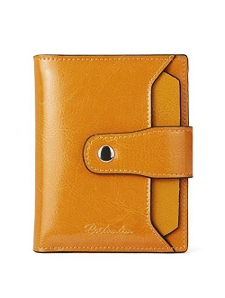 Women Leather Wallet RFID Blocking Small Bifold Zipper Pocket Wallet Card Case Purse with ID Window