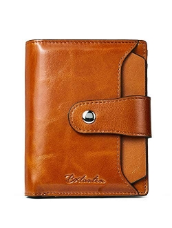 Women Leather Wallet RFID Blocking Small Bifold Zipper Pocket Wallet Card Case Purse with ID Window