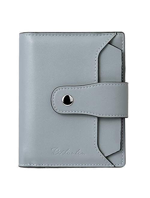 BOSTANTEN Women Leather Wallet RFID Blocking Small Bifold Zipper Pocket Wallet Card Case Purse with ID Window