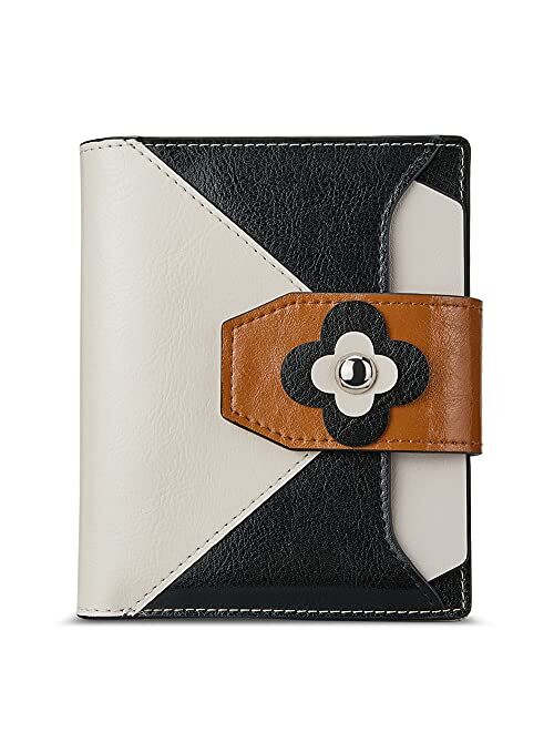 BOSTANTEN Women Leather Wallet RFID Blocking Small Bifold Zipper Pocket Wallet Card Case Purse with ID Window