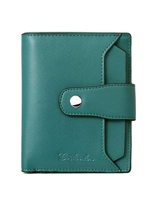 BOSTANTEN Women Leather Wallet RFID Blocking Small Bifold Zipper Pocket Wallet Card Case Purse with ID Window