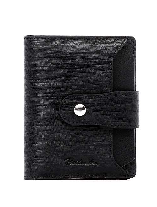 BOSTANTEN Women Leather Wallet RFID Blocking Small Bifold Zipper Pocket Wallet Card Case Purse with ID Window