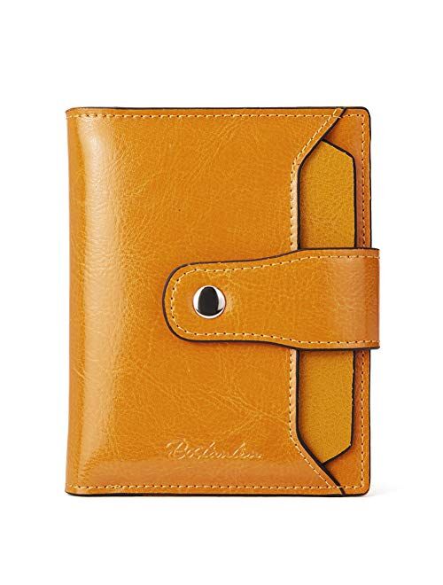 BOSTANTEN Women Leather Wallet RFID Blocking Small Bifold Zipper Pocket Wallet Card Case Purse with ID Window