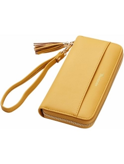 Womens Wallet Tassel Bifold Ladies Cluth Wristlet Wrist strap Long Purse