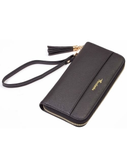 Womens Wallet Tassel Bifold Ladies Cluth Wristlet Wrist strap Long Purse