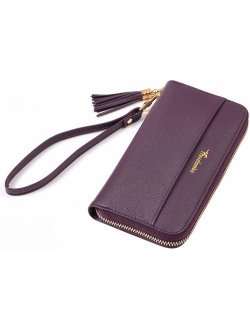 Womens Wallet Tassel Bifold Ladies Cluth Wristlet Wrist strap Long Purse