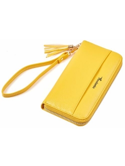 Womens Wallet Tassel Bifold Ladies Cluth Wristlet Wrist strap Long Purse