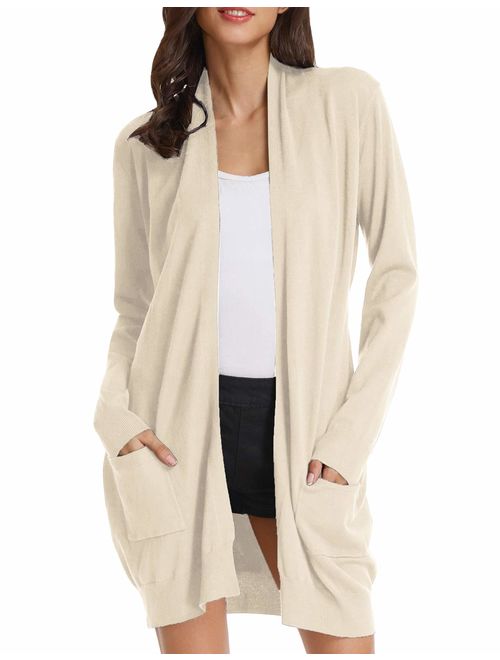 GRACE KARIN Essential Solid Open Front Long Knitted Cardigan Sweater for Women