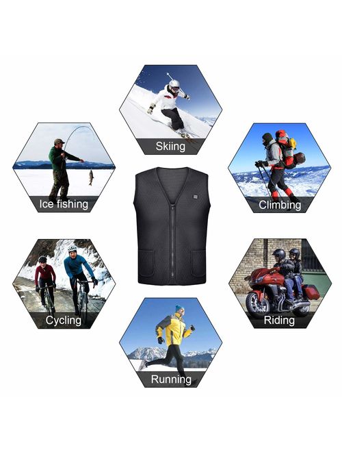 VALLEYWIND Electric Heated Vest for Men Women, USB Charging Heated Jacket Washable